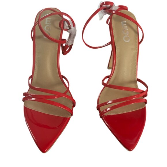 EGO Kakai Red Strappy Pointed Toe Stiletto High Heels Shoes Size 8 - Picture 2 of 6